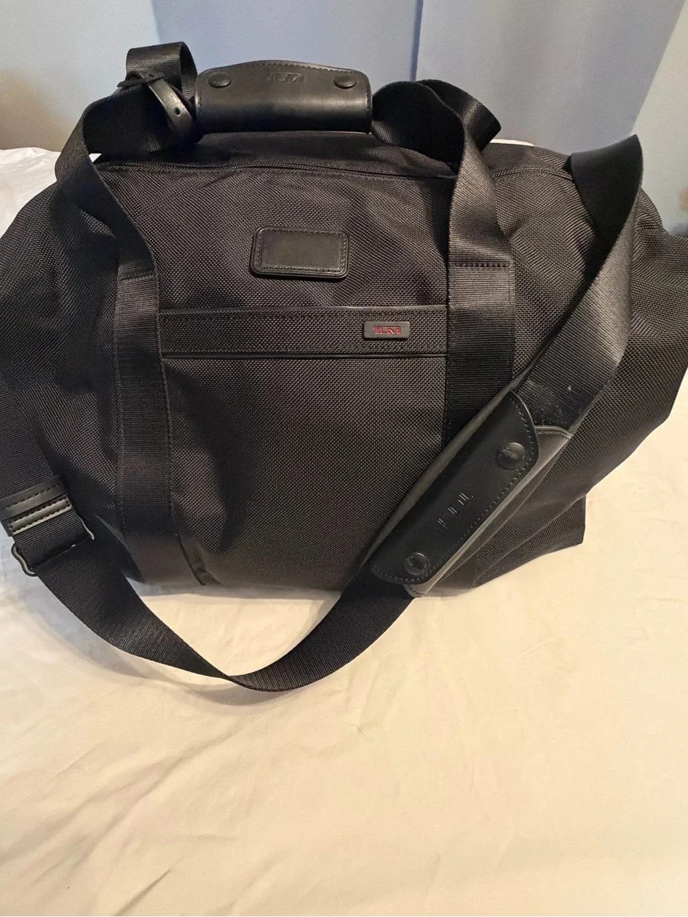 Tumi Black Travel Duffel with Leather Handle